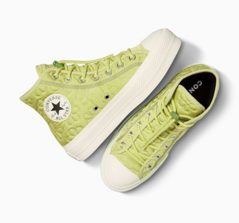 Tenis Plataforma Converse Chuck Taylor All Star Lift Quilted Mujer Verde Claro | COLOMBIA G4287R