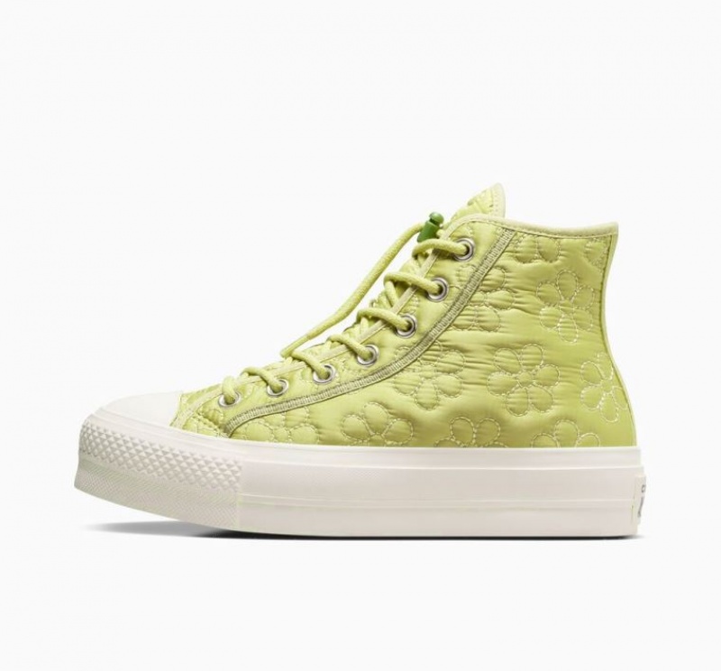 Tenis Plataforma Converse Chuck Taylor All Star Lift Quilted Mujer Verde Claro | COLOMBIA G4287R