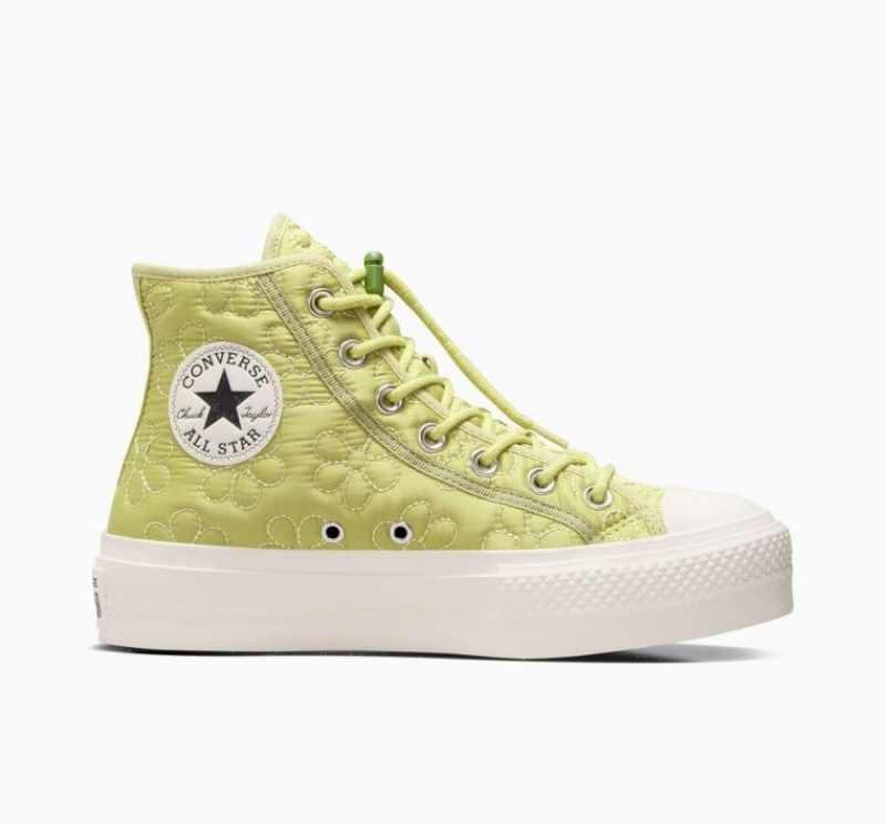 Tenis Plataforma Converse Chuck Taylor All Star Lift Quilted Mujer Verde Claro | COLOMBIA G4287R