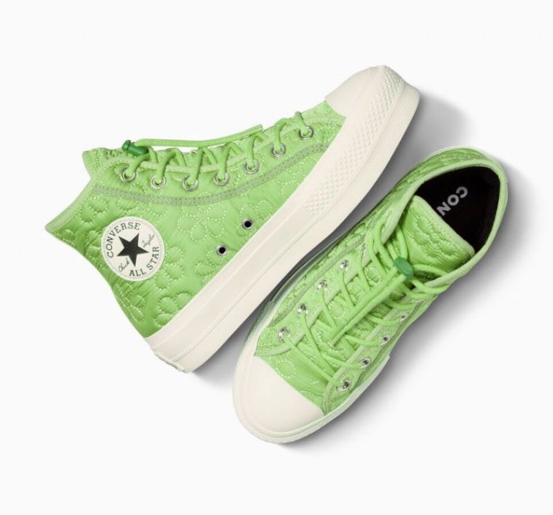 Tenis Plataforma Converse Chuck Taylor All Star Lift Quilted Mujer Verde Claro | COLOMBIA O9857I