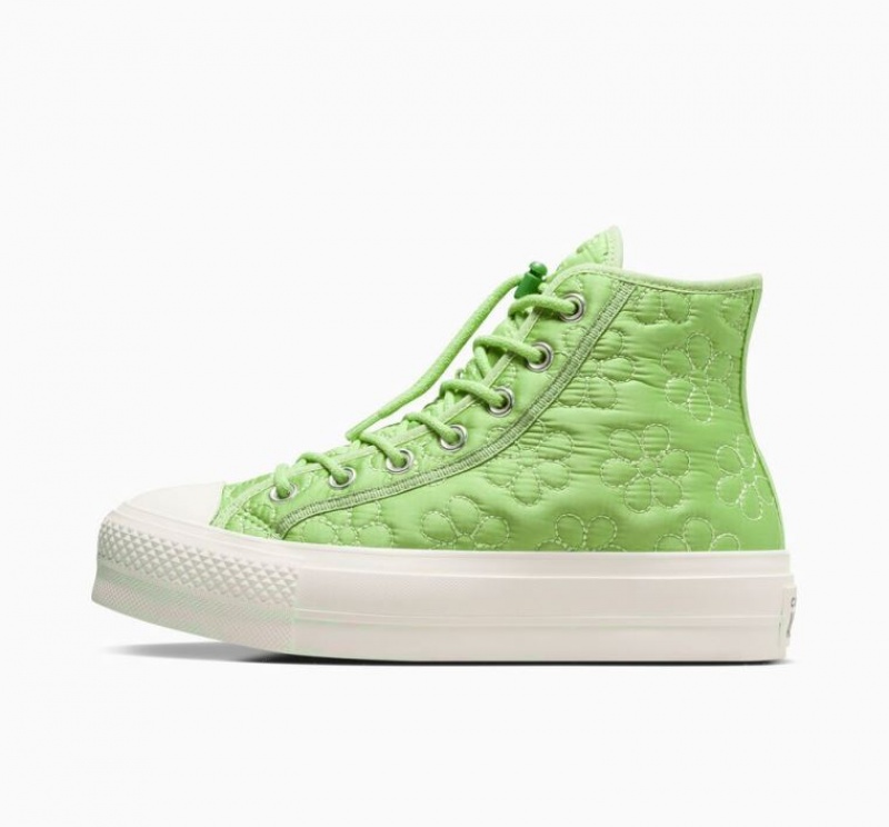 Tenis Plataforma Converse Chuck Taylor All Star Lift Quilted Mujer Verde Claro | COLOMBIA O9857I