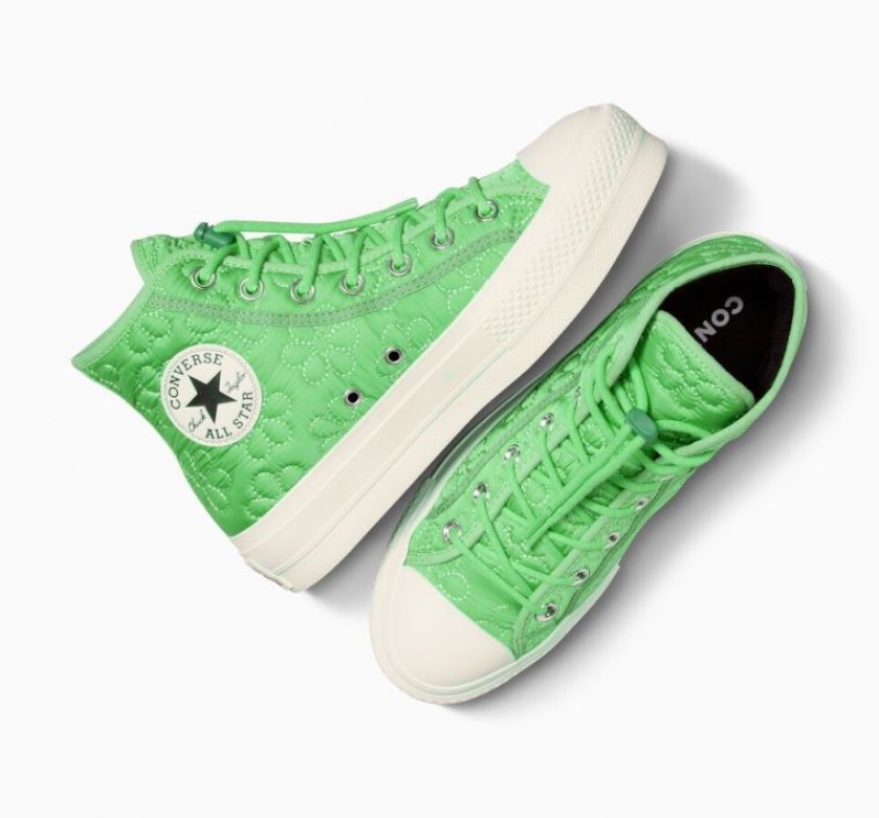 Tenis Plataforma Converse Chuck Taylor All Star Lift Quilted Mujer Verde Claro | COLOMBIA P7516J