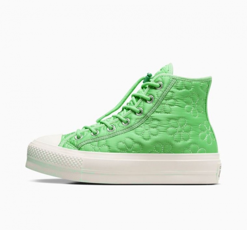 Tenis Plataforma Converse Chuck Taylor All Star Lift Quilted Mujer Verde Claro | COLOMBIA P7516J