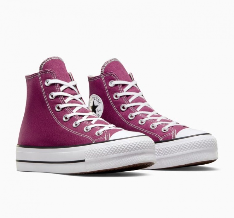 Tenis Plataforma Converse Chuck Taylor All Star Lift Seasonal Color Mujer Fucsia | COLOMBIA D7065Y