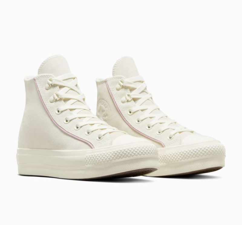 Tenis Plataforma Converse Chuck Taylor All Star Lift Suede Mujer Blancas | COLOMBIA T4815J