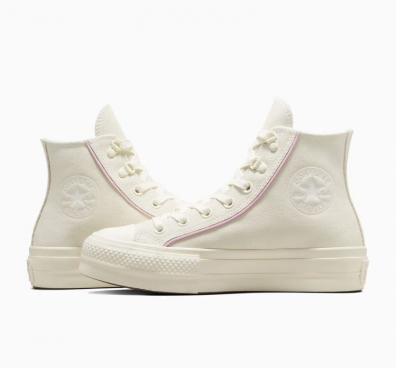 Tenis Plataforma Converse Chuck Taylor All Star Lift Suede Mujer Blancas | COLOMBIA T4815J