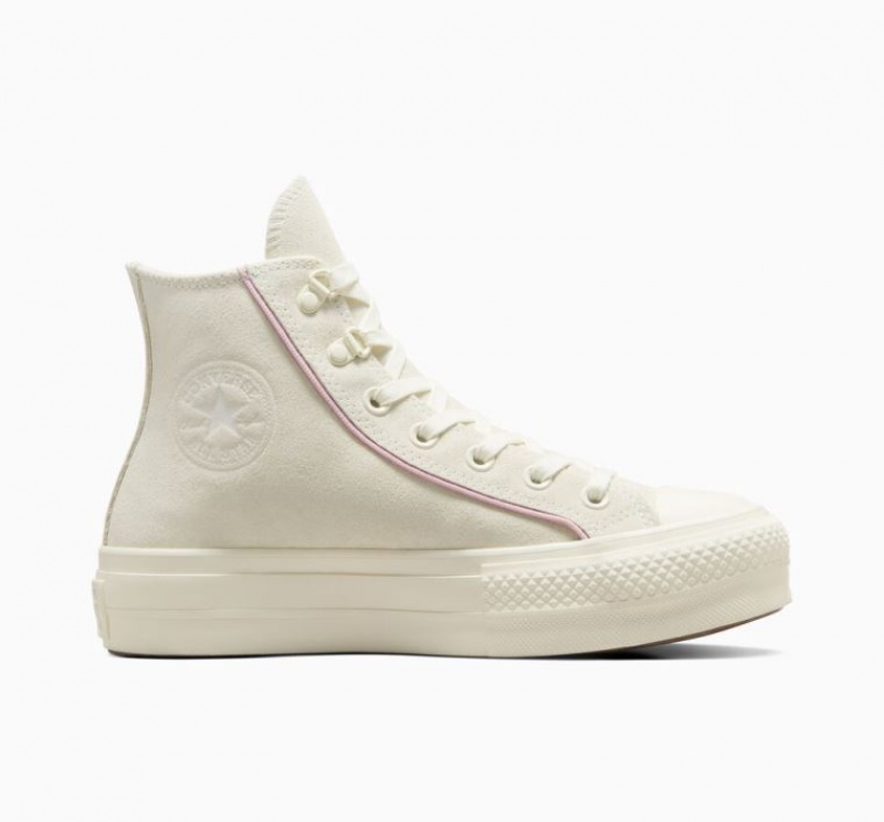 Tenis Plataforma Converse Chuck Taylor All Star Lift Suede Mujer Blancas | COLOMBIA T4815J