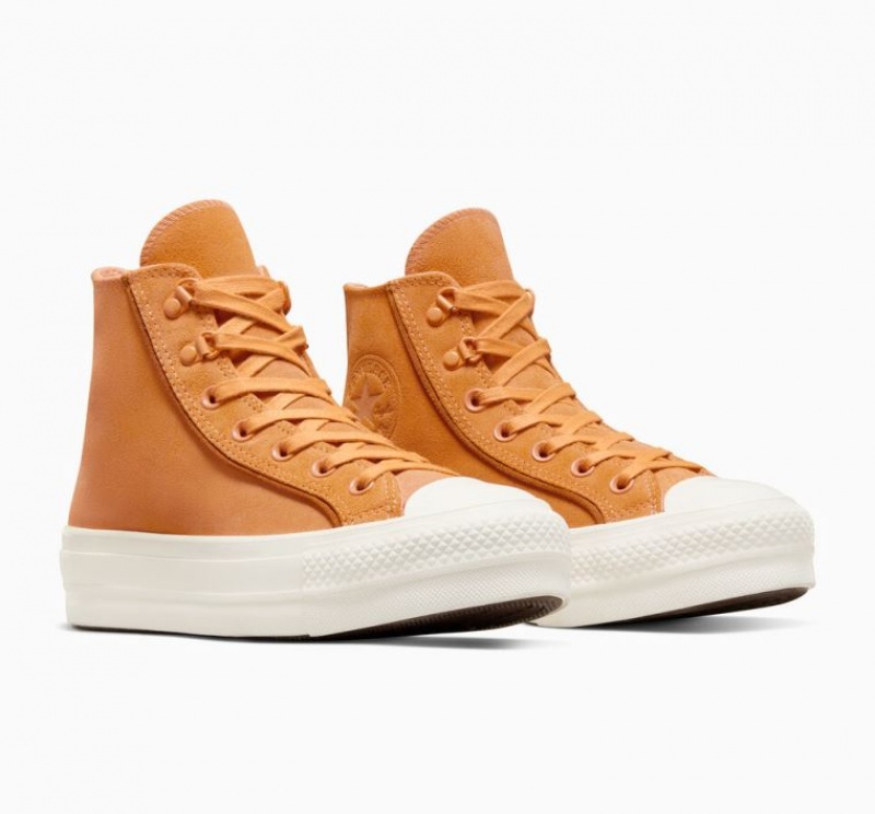 Tenis Plataforma Converse Chuck Taylor All Star Lift Suede Mujer Marrones | COLOMBIA P5841H