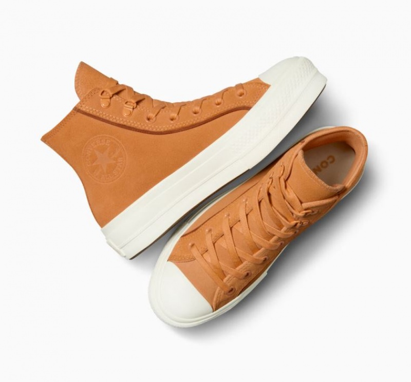 Tenis Plataforma Converse Chuck Taylor All Star Lift Suede Mujer Marrones | COLOMBIA P5841H