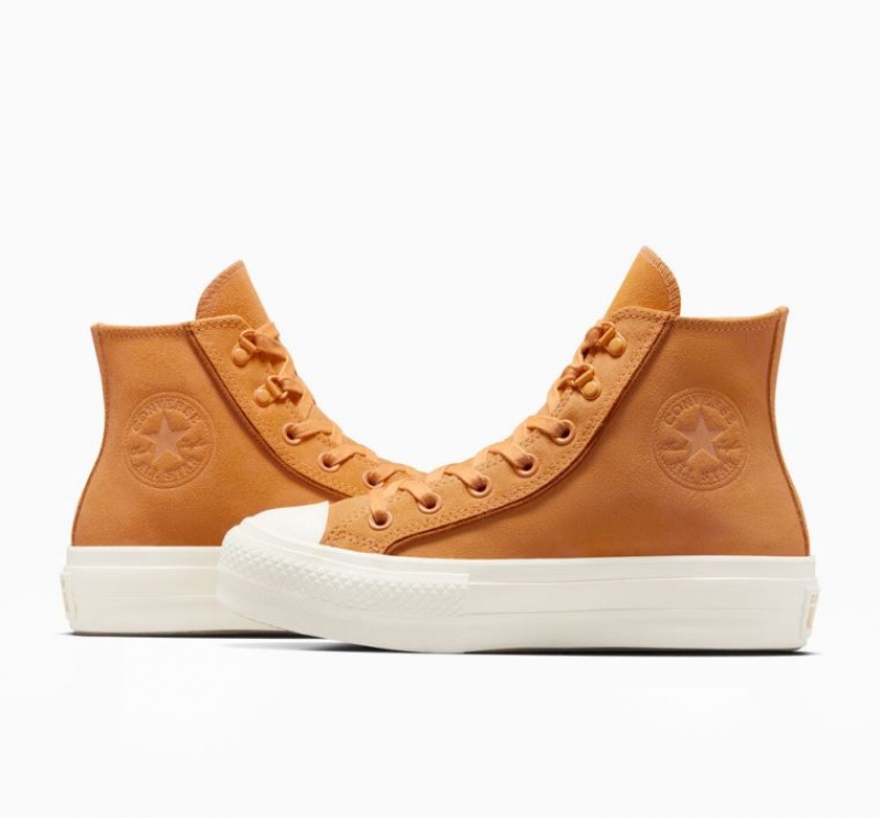 Tenis Plataforma Converse Chuck Taylor All Star Lift Suede Mujer Marrones | COLOMBIA P5841H