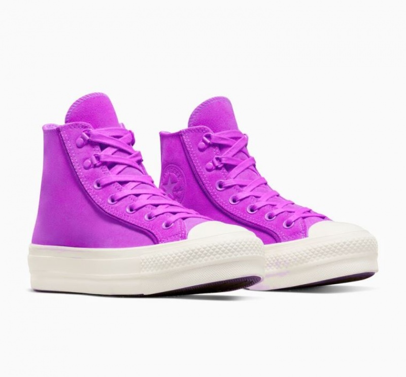 Tenis Plataforma Converse Chuck Taylor All Star Lift Suede Mujer Moradas | COLOMBIA M5603T