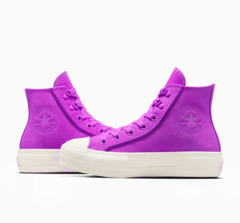 Tenis Plataforma Converse Chuck Taylor All Star Lift Suede Mujer Moradas | COLOMBIA M5603T