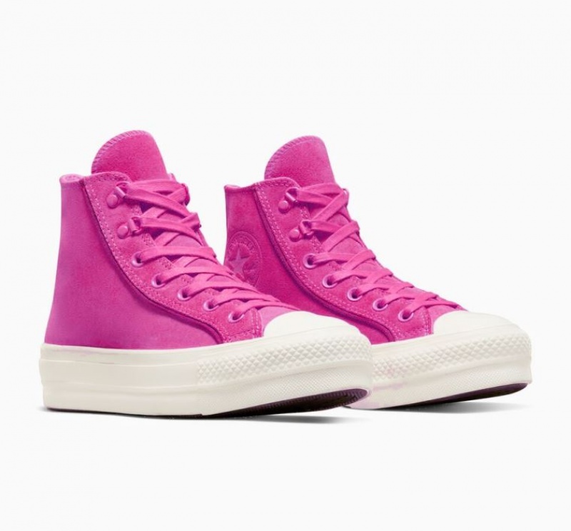 Tenis Plataforma Converse Chuck Taylor All Star Lift Suede Mujer Rosas | COLOMBIA W8042R