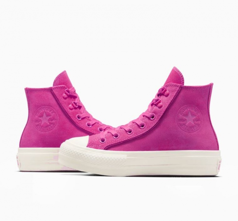 Tenis Plataforma Converse Chuck Taylor All Star Lift Suede Mujer Rosas | COLOMBIA W8042R