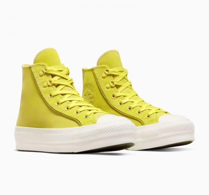 Tenis Plataforma Converse Chuck Taylor All Star Lift Suede Mujer Amarillo | COLOMBIA X1347Y