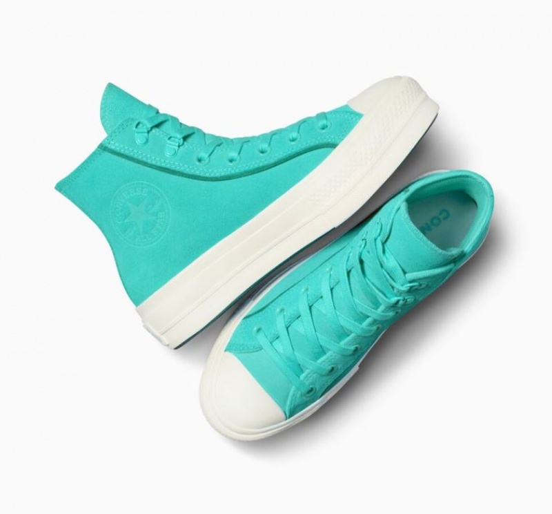 Tenis Plataforma Converse Chuck Taylor All Star Lift Suede Mujer Turquesa | COLOMBIA T2089K