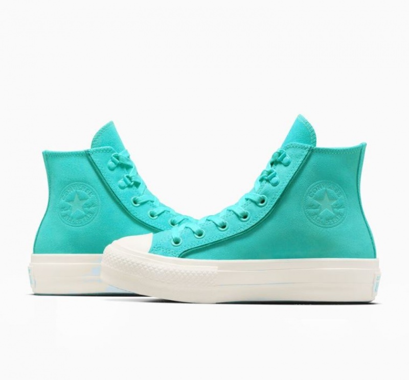 Tenis Plataforma Converse Chuck Taylor All Star Lift Suede Mujer Turquesa | COLOMBIA T2089K