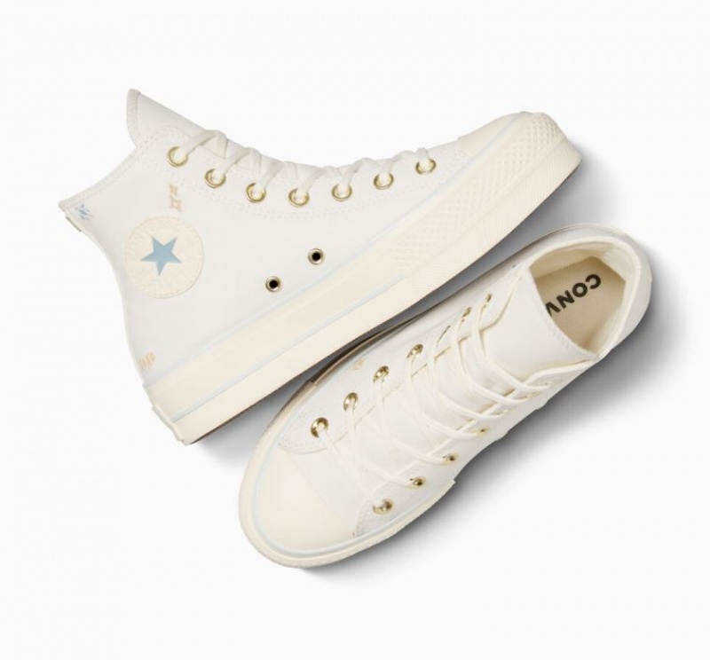 Tenis Plataforma Converse Chuck Taylor All Star Lift Tiny Tattoos Mujer Blancas | COLOMBIA F3068L