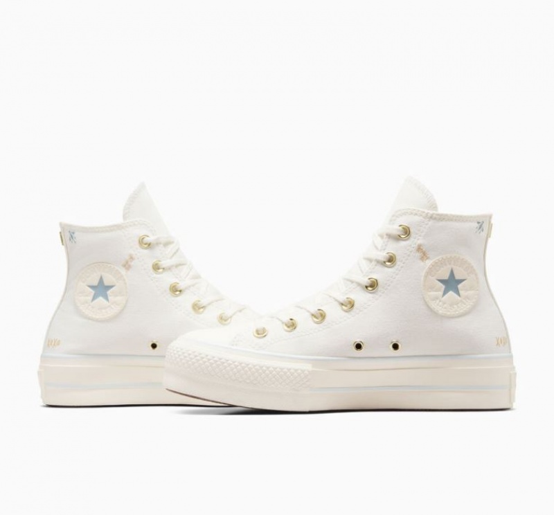 Tenis Plataforma Converse Chuck Taylor All Star Lift Tiny Tattoos Mujer Blancas | COLOMBIA F3068L