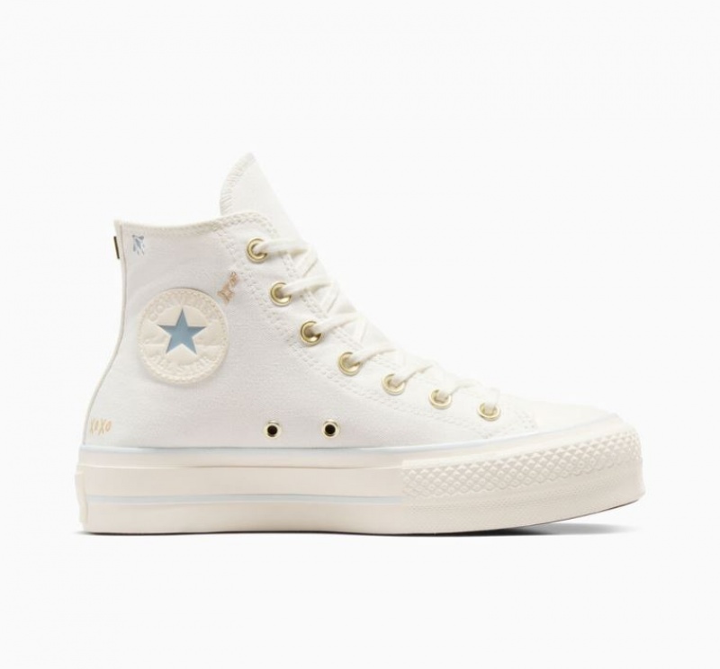 Tenis Plataforma Converse Chuck Taylor All Star Lift Tiny Tattoos Mujer Blancas | COLOMBIA F3068L