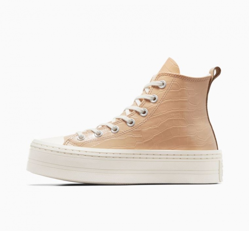 Tenis Plataforma Converse Chuck Taylor All Star Modern Lift Embossed Mujer Marrones Claro | COLOMBIA M5804C