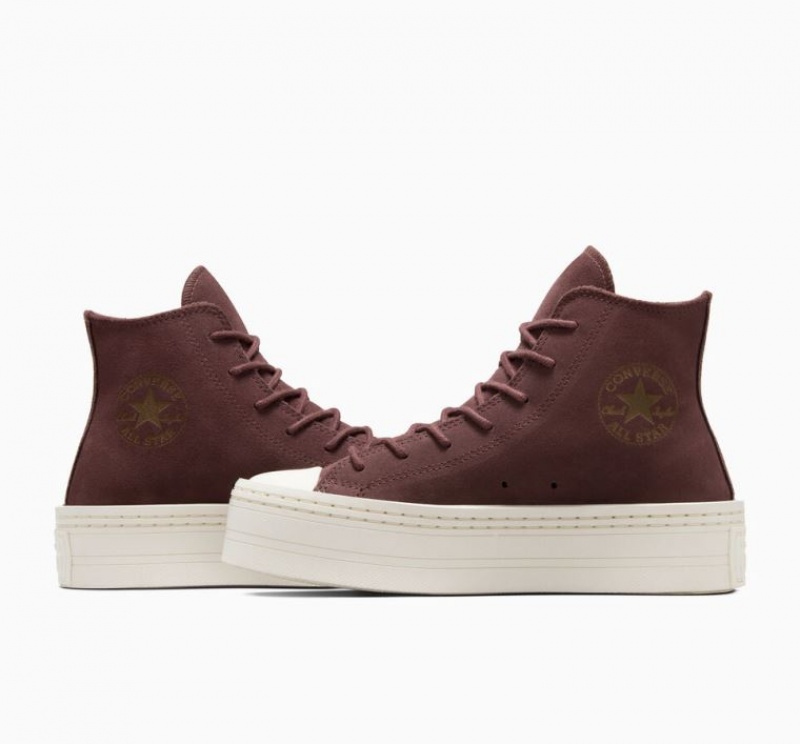 Tenis Plataforma Converse Chuck Taylor All Star Modern Lift Suede Mujer Marrones | COLOMBIA Z0486F