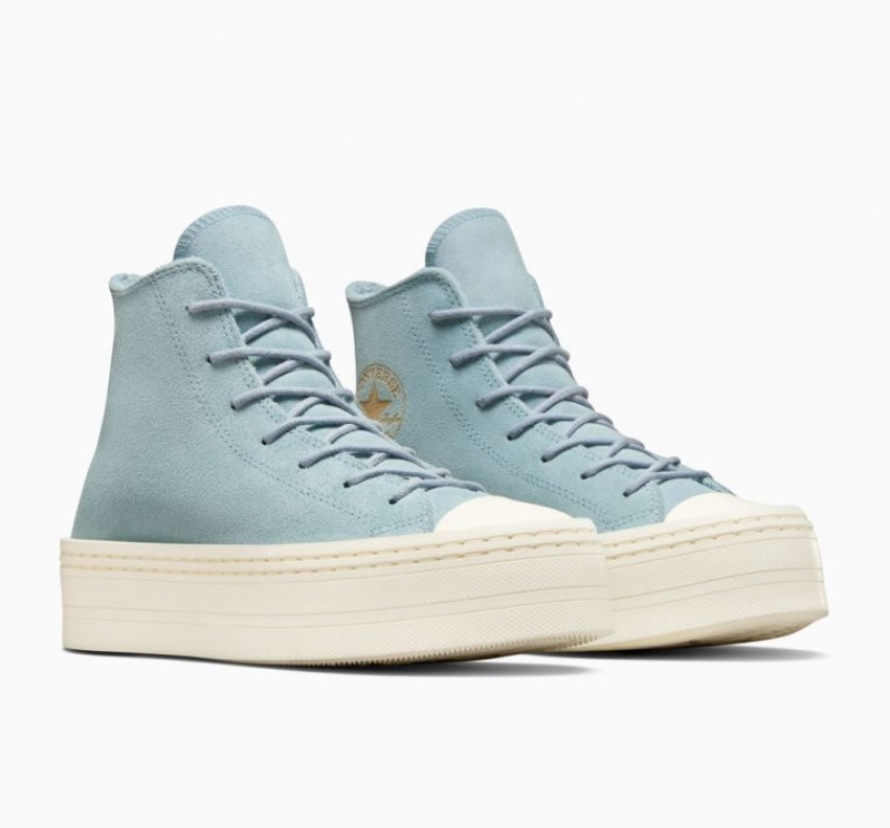 Tenis Plataforma Converse Chuck Taylor All Star Modern Lift Suede Mujer Azules Claro | COLOMBIA V8295O