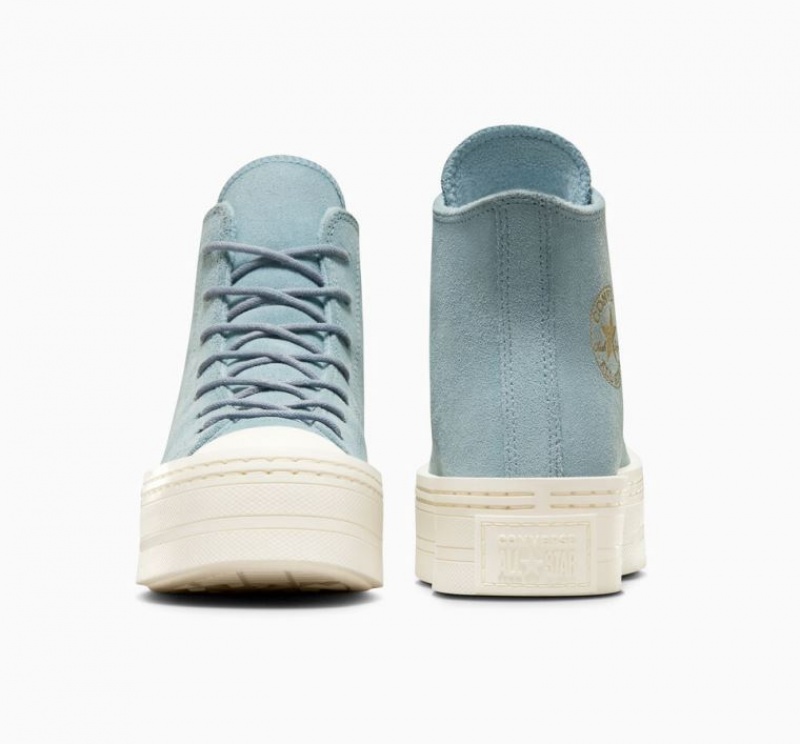 Tenis Plataforma Converse Chuck Taylor All Star Modern Lift Suede Mujer Azules Claro | COLOMBIA V8295O