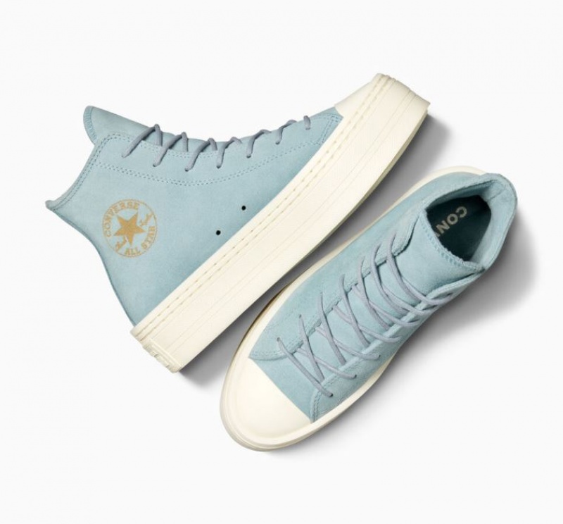 Tenis Plataforma Converse Chuck Taylor All Star Modern Lift Suede Mujer Azules Claro | COLOMBIA V8295O