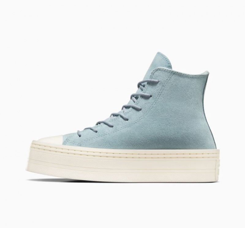 Tenis Plataforma Converse Chuck Taylor All Star Modern Lift Suede Mujer Azules Claro | COLOMBIA V8295O