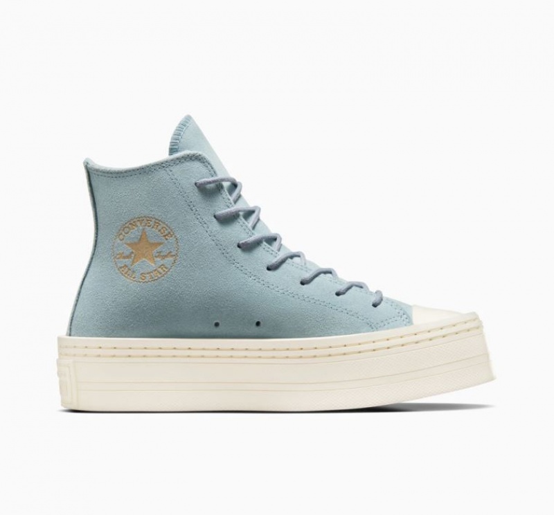 Tenis Plataforma Converse Chuck Taylor All Star Modern Lift Suede Mujer Azules Claro | COLOMBIA V8295O