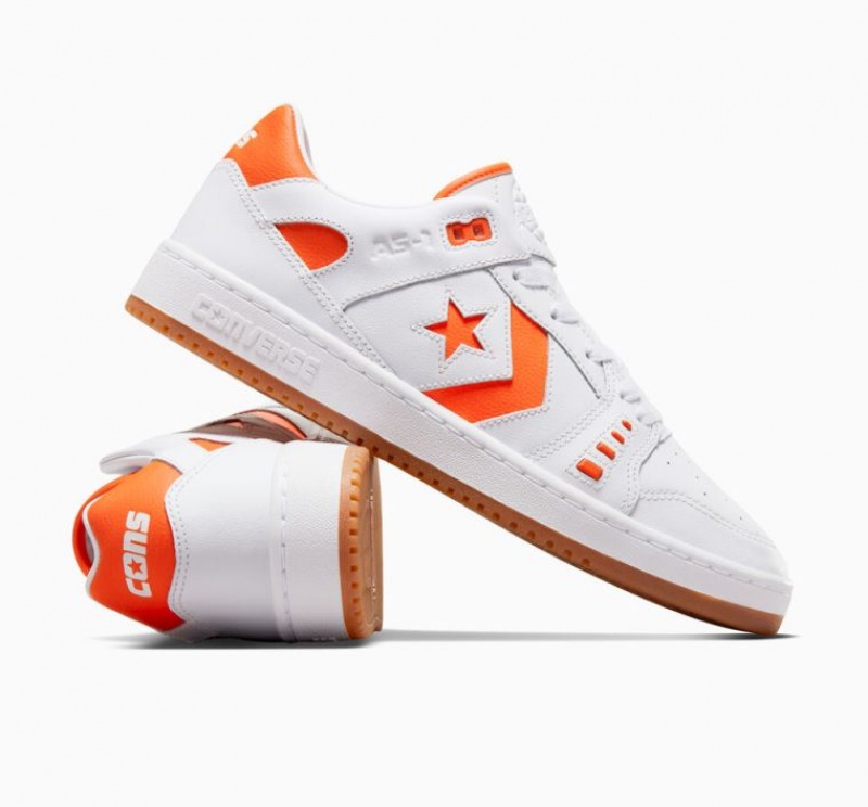 Tenis Skate Converse Cons AS-1 Pro Mujer Blancas Naranjas | COLOMBIA U9821A